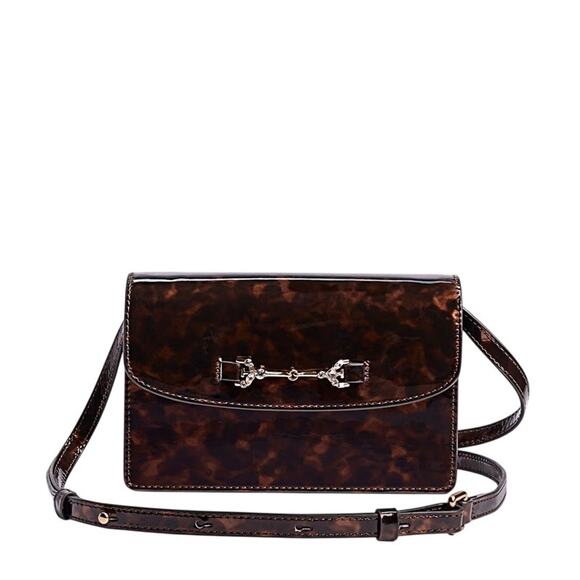 Sam Edelman "Loraine" Small Box Crossbody in Brown Black Tortoise Print - Picture 1 of 10